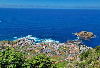 The village of Porto Moniz seen from above